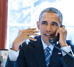 President Obama on the Phone